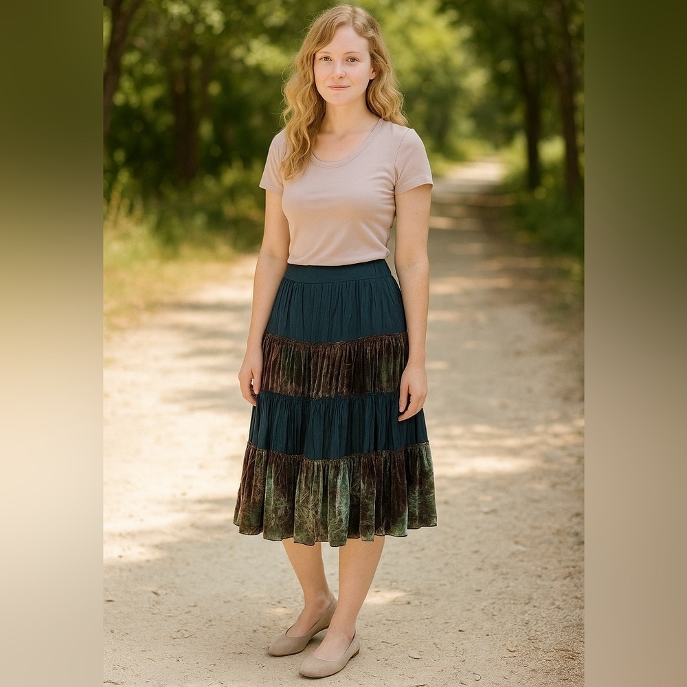 Vertigo Paris Velvet Fairy Grunge Midi Skirt Size 4